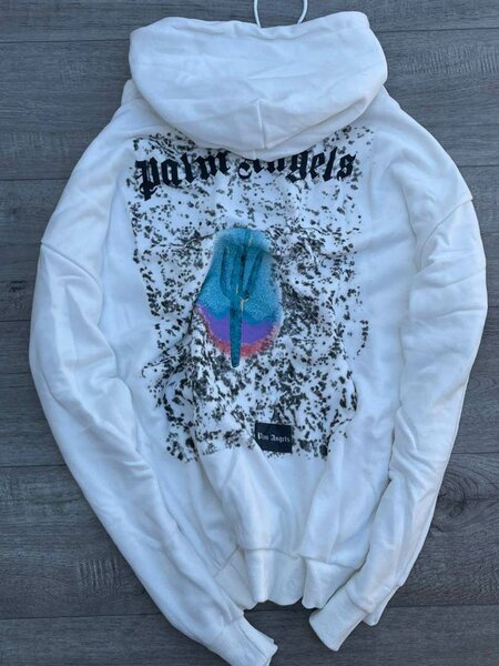 Sweat à capuche blanc graphique