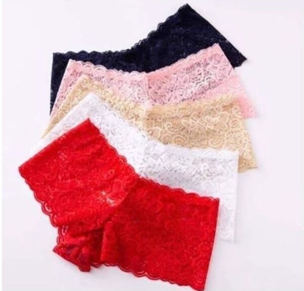 10 Pieces Of Ladies cotton Lace Panties Set- Multicolour
