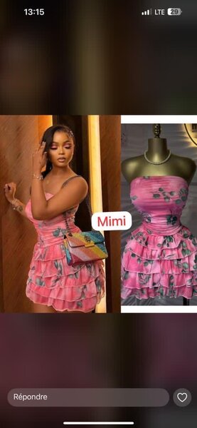 Robe élégante rose à volants