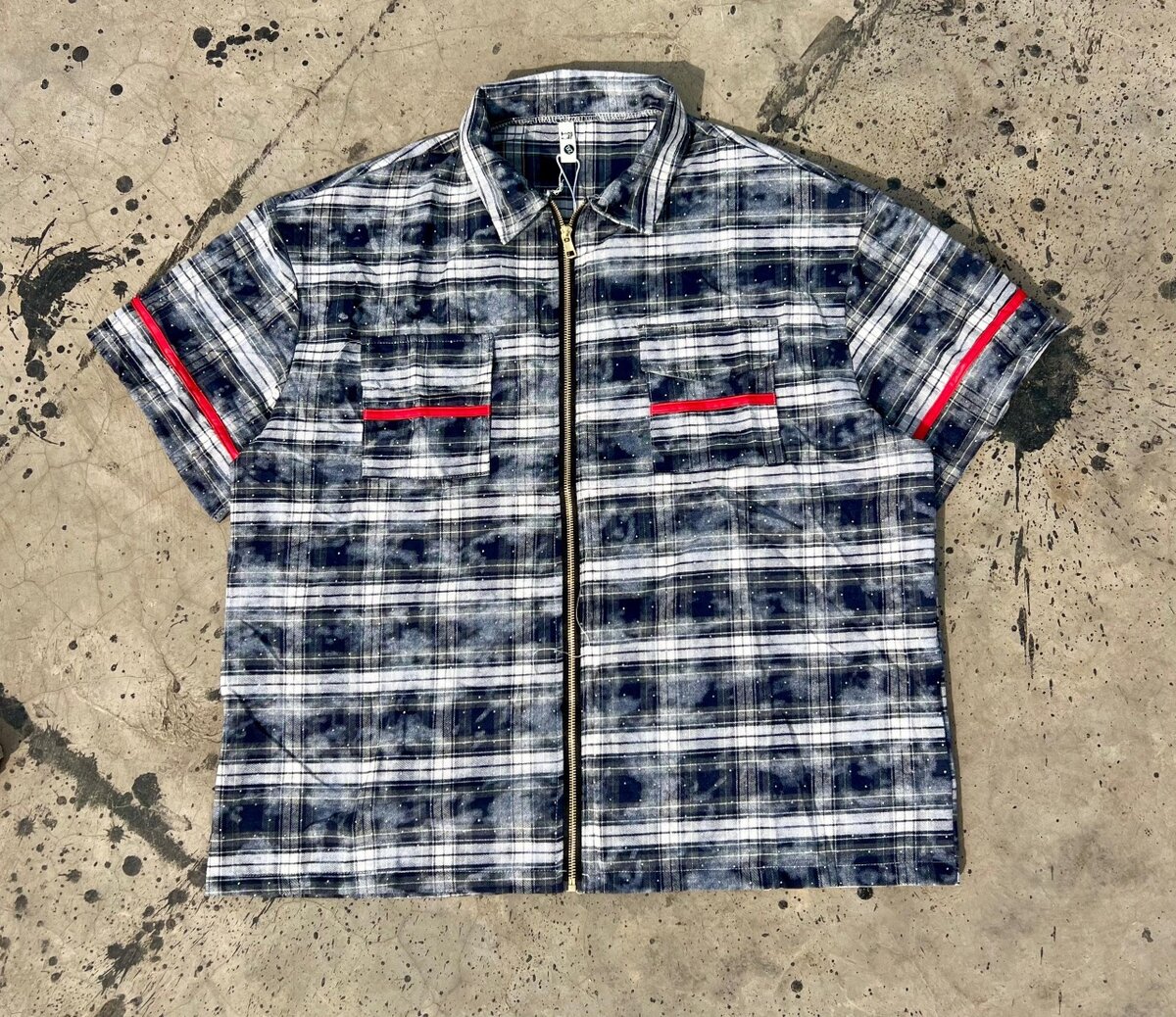 Chemise à carreaux zippée