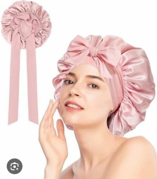 Bonnet de soin satin rose