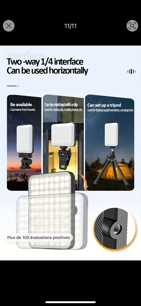 Carré de lumière pour selfie