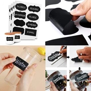 64 Pieces Multi Shapes Black PVC Labels