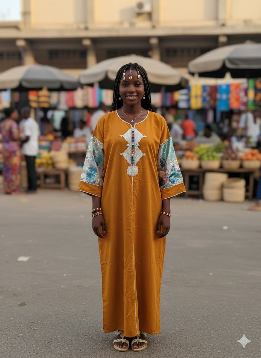 Robe longue avec manches brodées