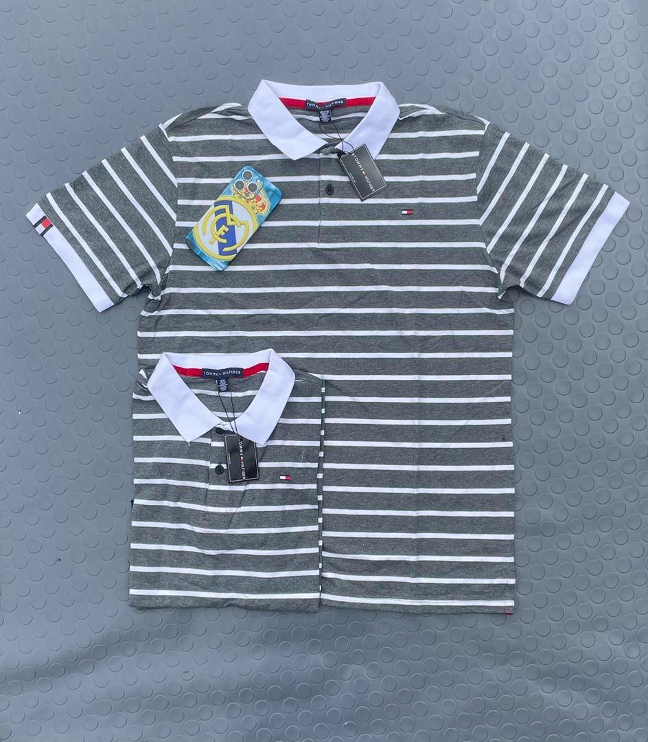 Polo rayé en coton pour hommes