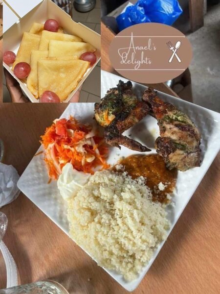 Attieke poulet braisé et crêpe