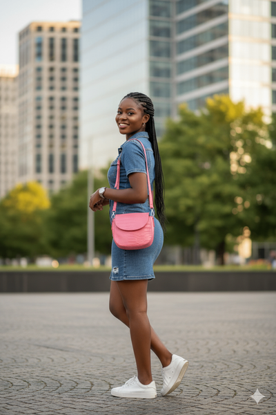 Sac bandoulièr rose en cuir