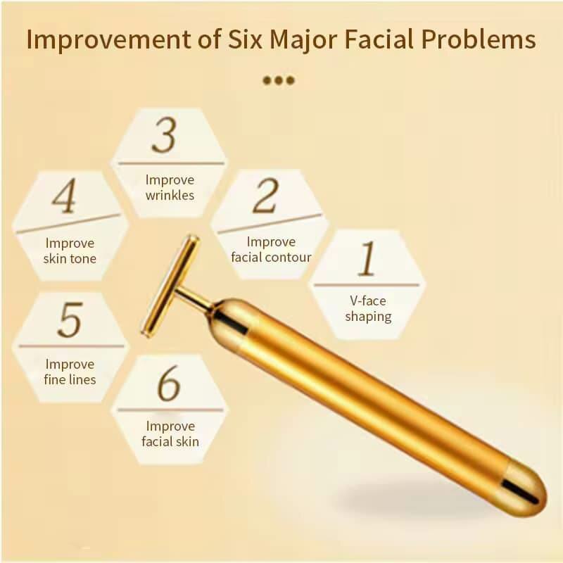 Masseur Facial vibrant à rouleau en or 24K, amincissant, bea