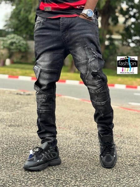 Jean cargo noir tendance