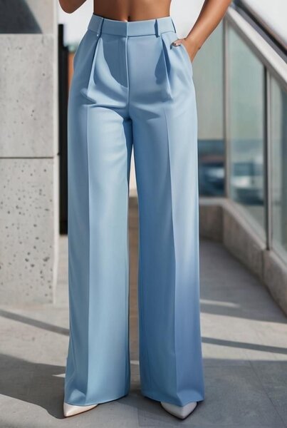 Pantalon large bleu élégant