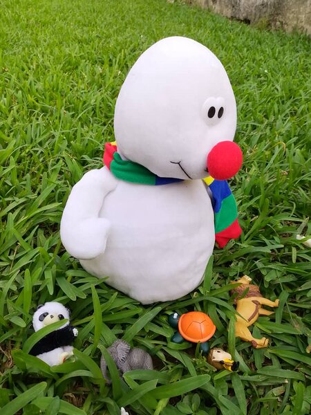 Peluche ours blanc et bonhomme de neige