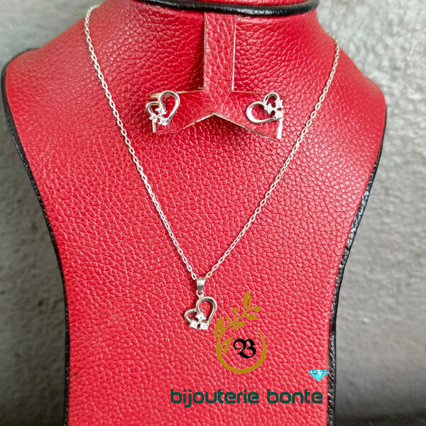 Collier et Boucles d'Oreilles Cœur