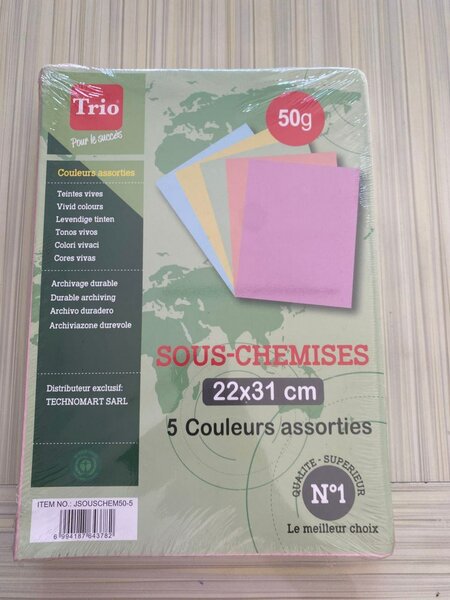 Sous-chemises couleurs A4 Trio