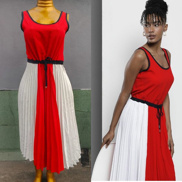 Robe longue bicolore femme