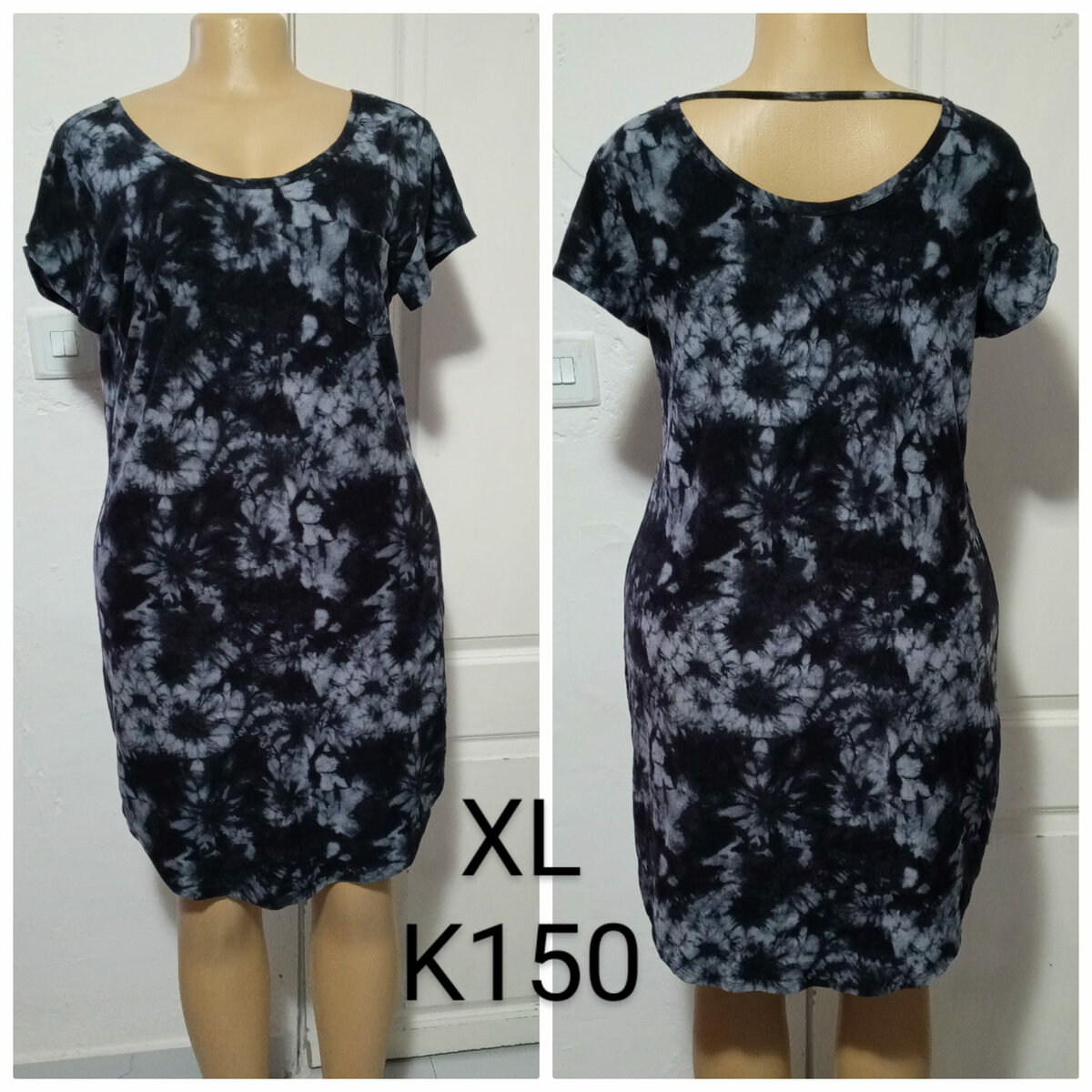 Women's dark gray printed dress, size XL