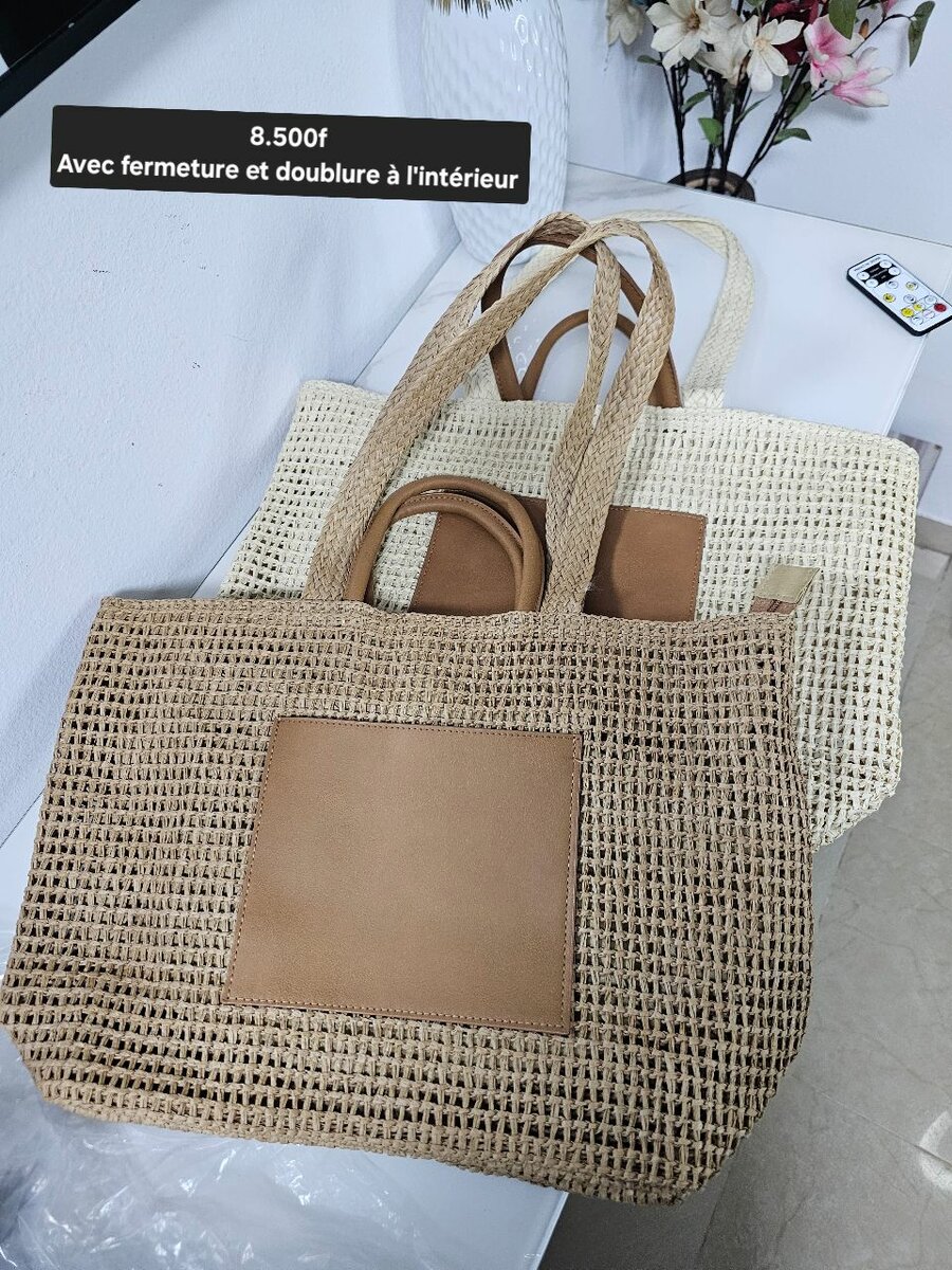 Sac cabas en paille papier