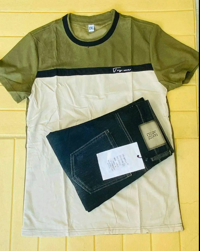 combo of a trousers and t shirt 