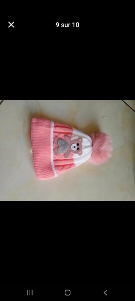 Bonnet tricot bébé rose