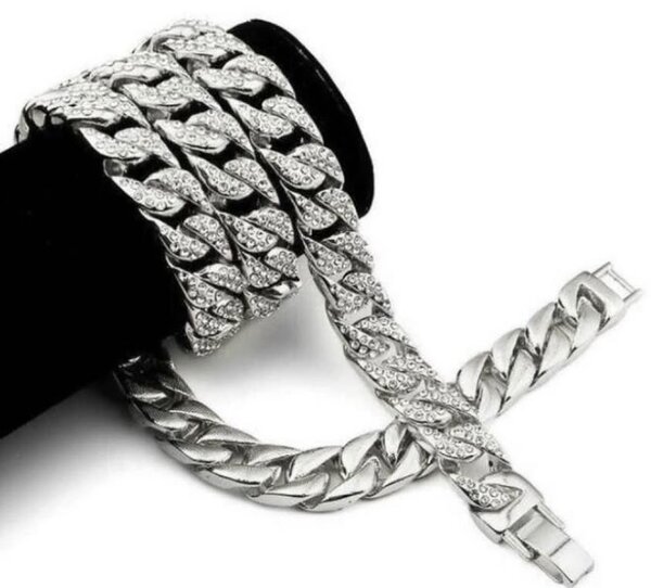 Collier chaîne cubain argenté