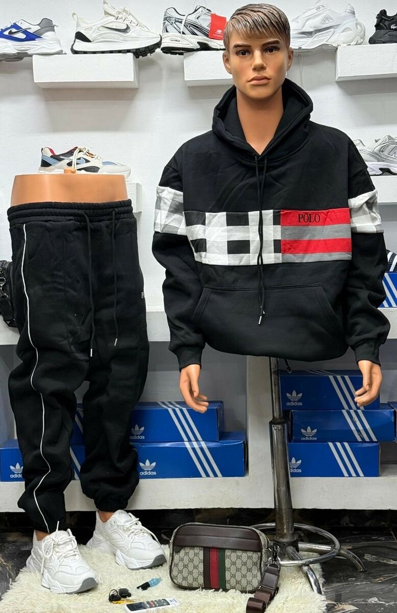 Sweat à capuche Polo gris et noir