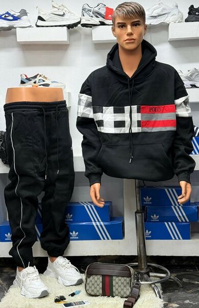 Sweat à capuche Polo gris et noir