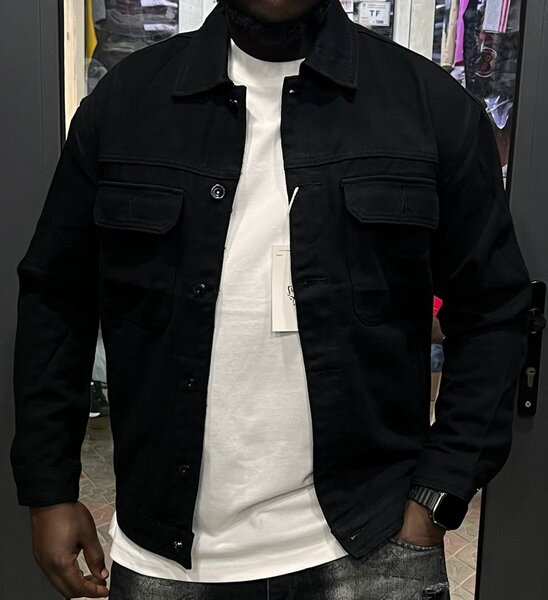 Veste en jean noir homme