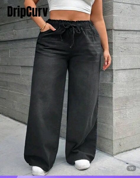 Pantalon noir large pour femme DripCurvy
