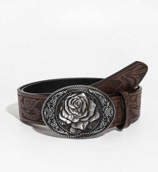 Ceinture en cuir avec boucle rose