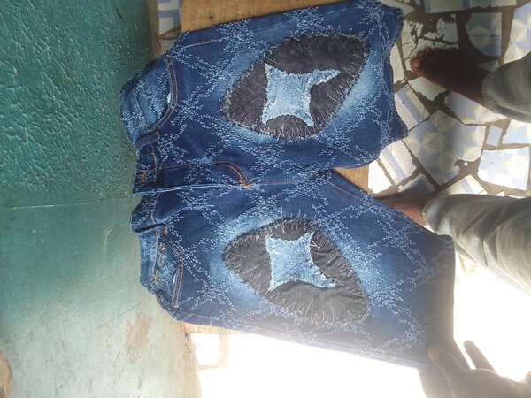 Short en jean patchwork