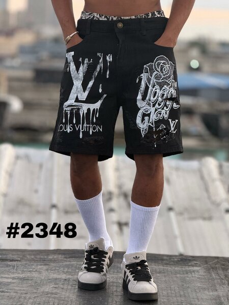 Shorts en Jean à Motifs Personnalisés