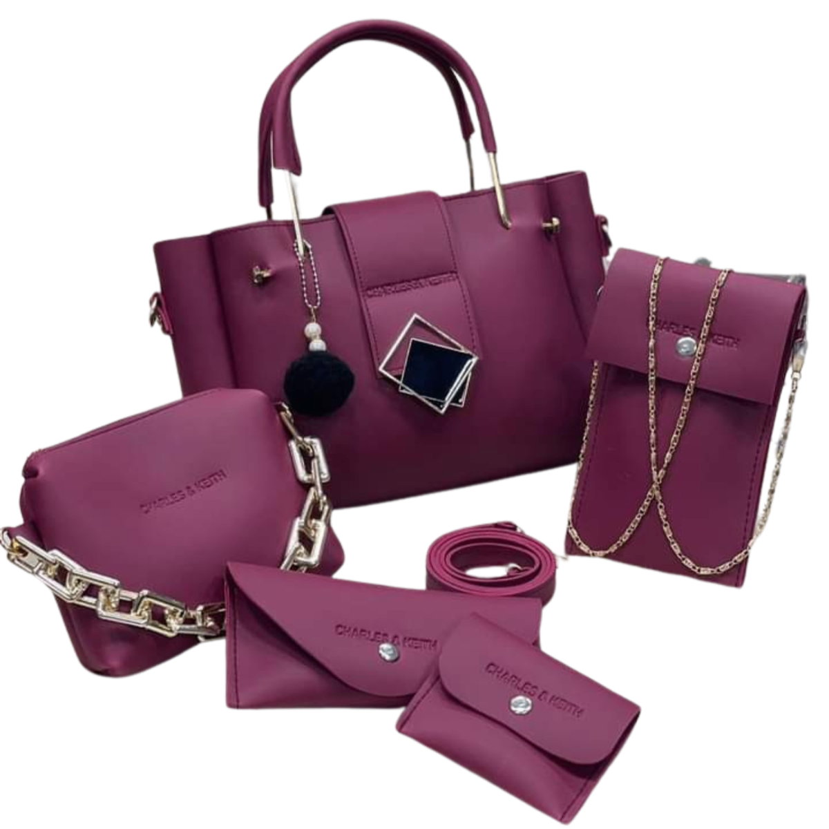 Royal Star (Mehroon)  5-in-1 Handbag Set