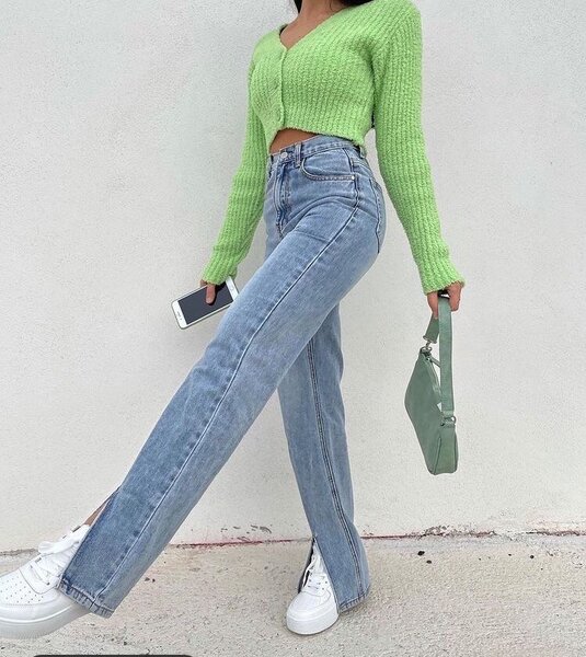 Jeans bleus à zips