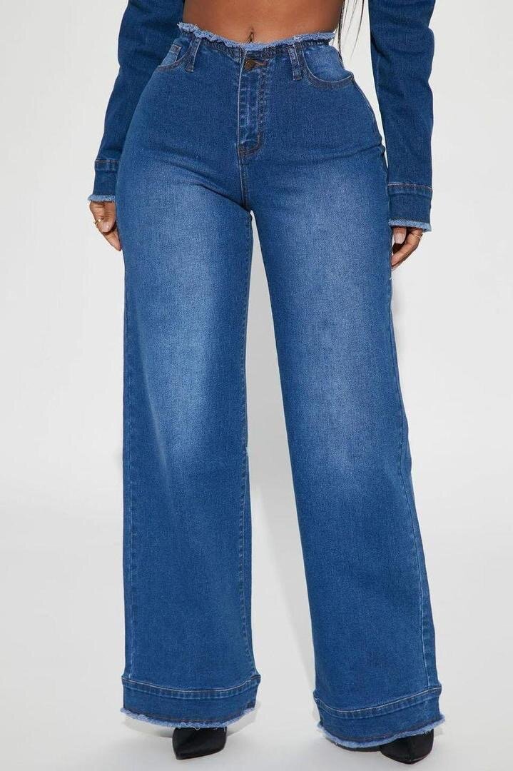 Jean large taille haute femmes