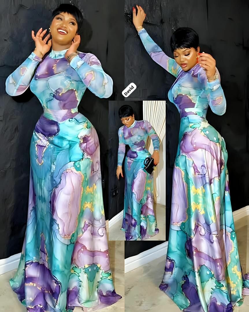 Robe longue élégante à motifs