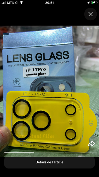 Protection écran camera iPhone 17 Pro