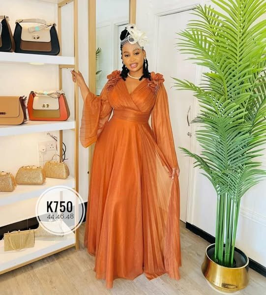 Women's long evening dress in   Orange