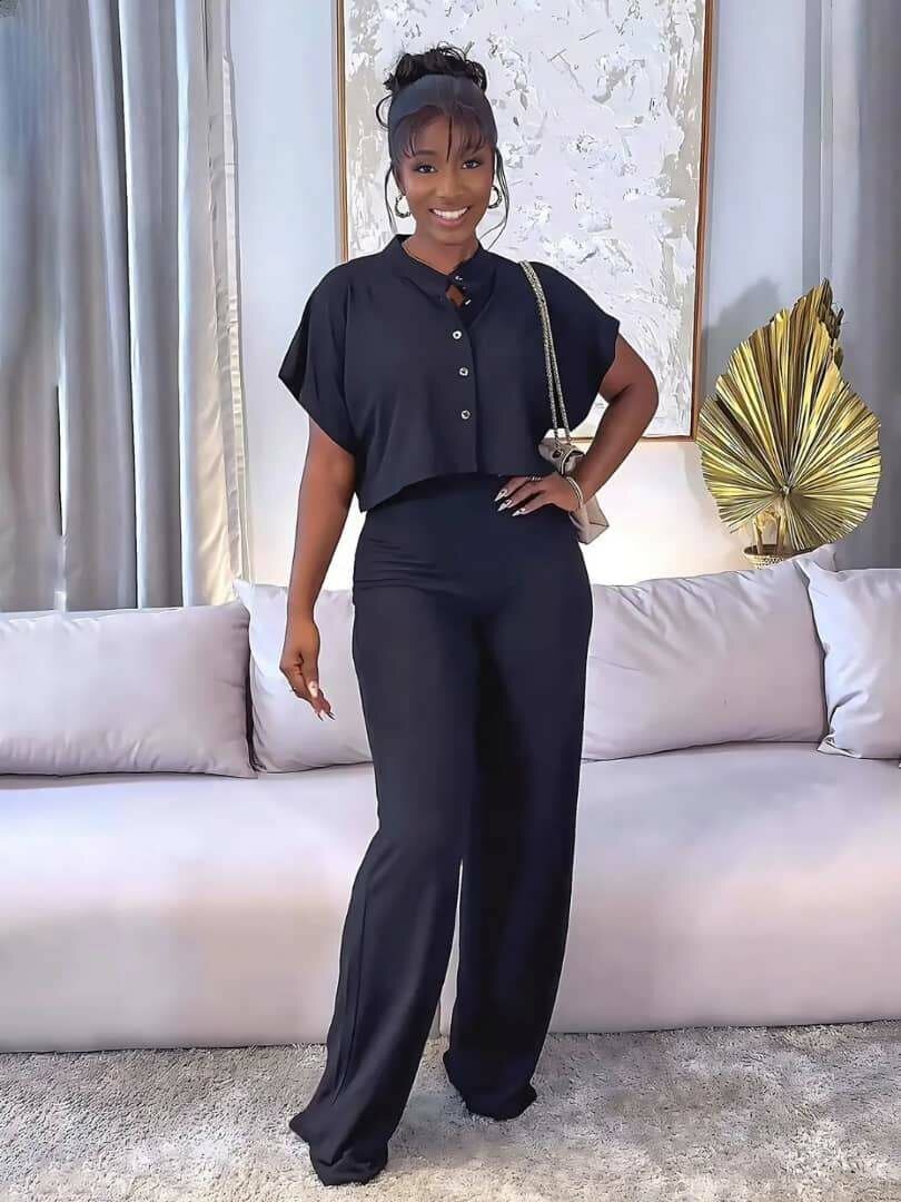 Ensemble Pantalon Noir Élégant