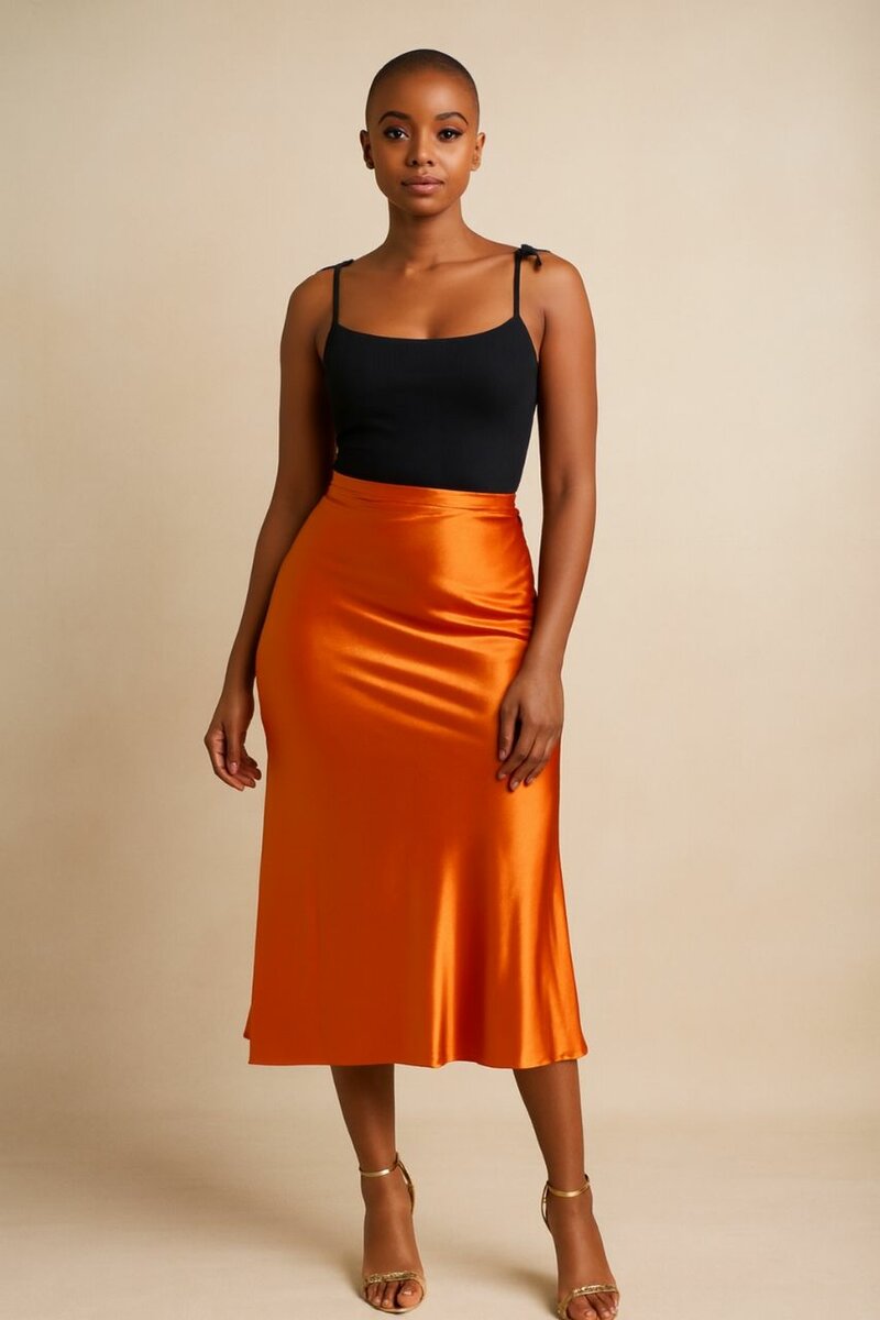 Jupe Midi Satinée Élégante