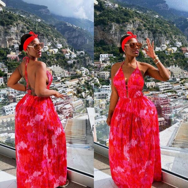 Robe longue rouge d'été