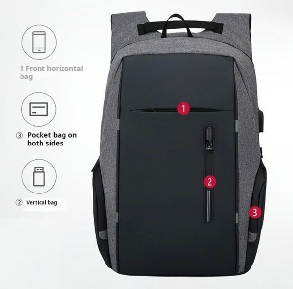 Sac à dos moderne gris et noir multifonction