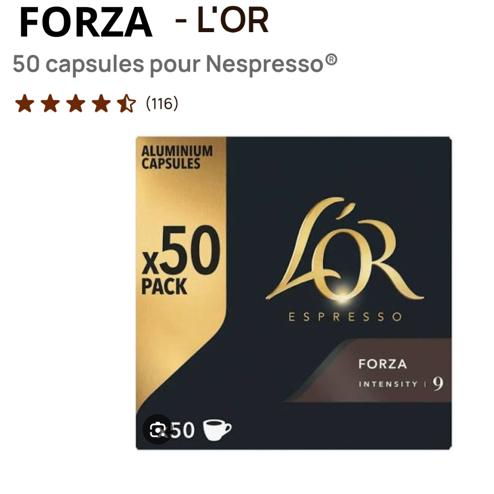 Capsules Espresso L'OR Forza