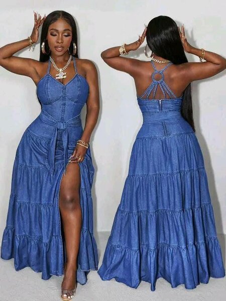 Robe longue en jean élégante