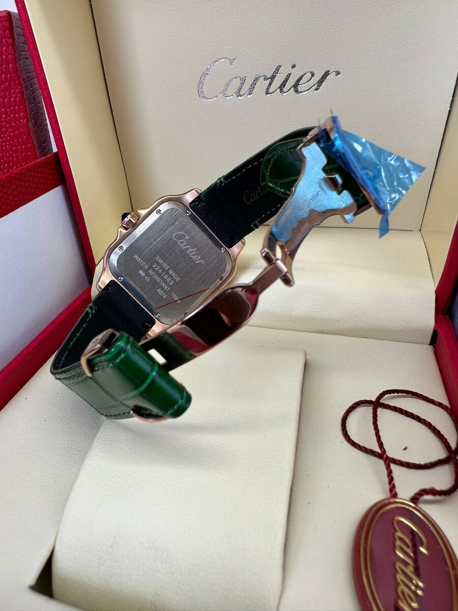 Genuine Leather Cartier Santos Watch For Men