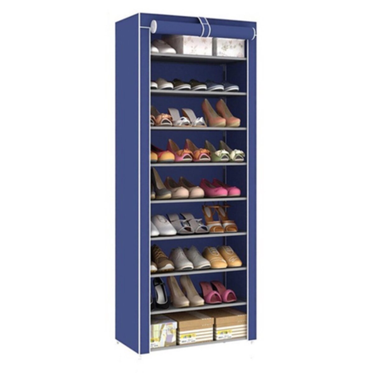 10 layers foldable shoe rack with cover