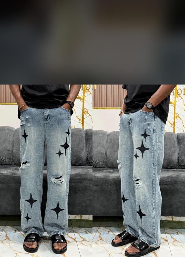 Jeans décontracté à motifs