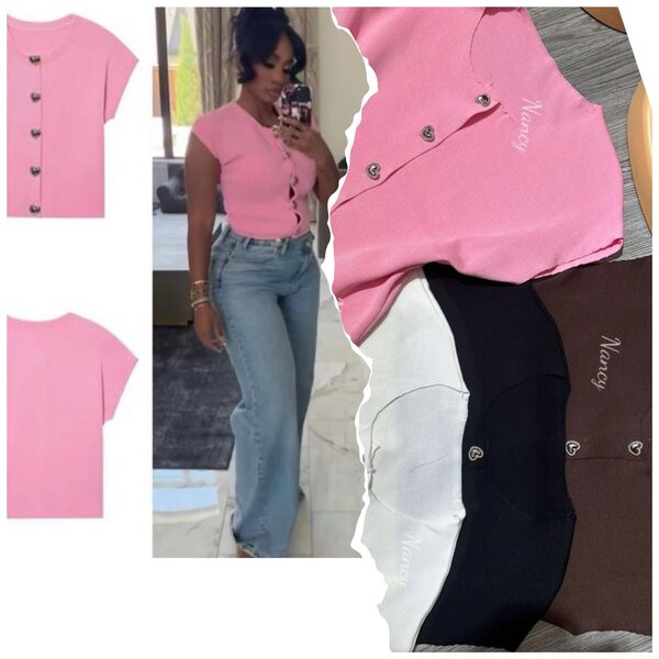 T-shirt rose boutons cœur