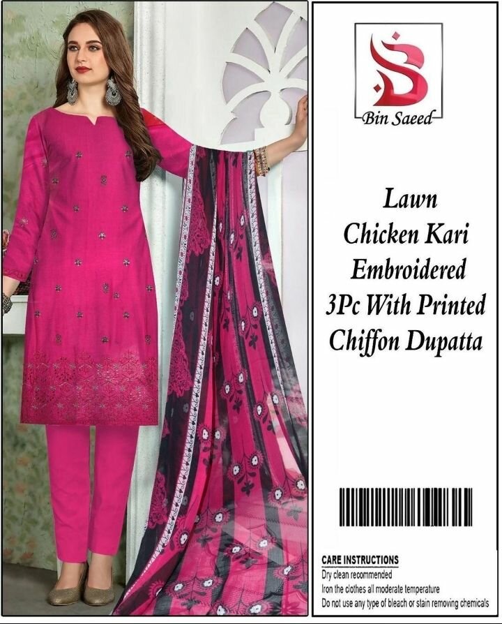 3pcs women's unstitched chikanari suit