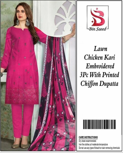 3pcs women's unstitched chikanari suit