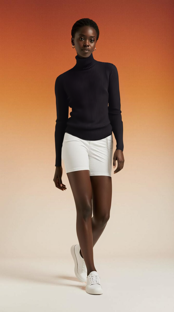 Pull à Col Roulé Noir Élégant