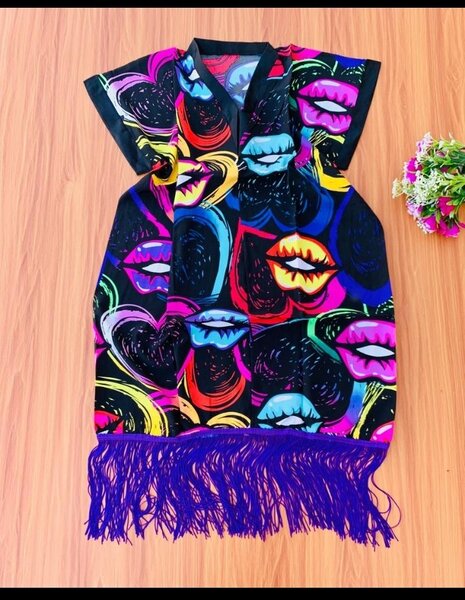 Short bubu dress with fringes